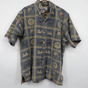 Vintage Reyn Spooner Navy Gold UCLA Bruins Button Down Hawaiian Shirt Size Large